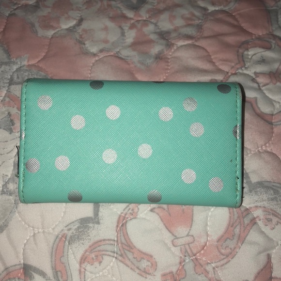 Teal & silver polka dotted wallet - Picture 2 of 4
